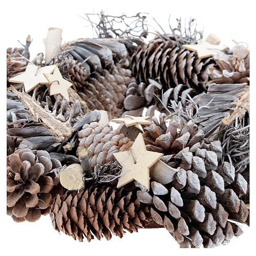 Pine cone Advent wreath stars glitter 30 cm 3