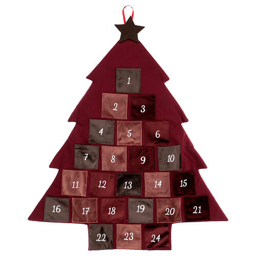 Burgunderroter Adventskalender mit Baum, 85 cm 1