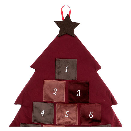 Burgunderroter Adventskalender mit Baum, 85 cm 3