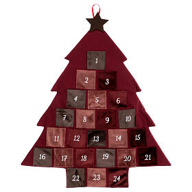 Advent calendar in the shape of a burgundy tree 85 cm