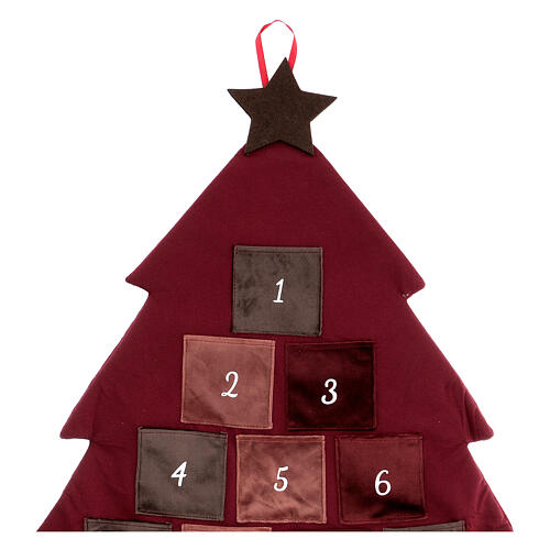 Advent calendar in the shape of a burgundy tree 85 cm 3