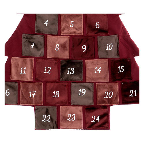 Advent calendar in the shape of a burgundy tree 85 cm 4