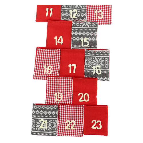 Calendario Adviento rojo bolsillos 110 cm 4