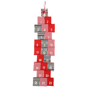 Calendrier Avent rouge poches 110 cm