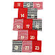 Calendário do Advento vermelho e cinzento com bolsos 110 cm s4