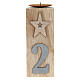Beige wooden candle holder characterised by various decorations s4