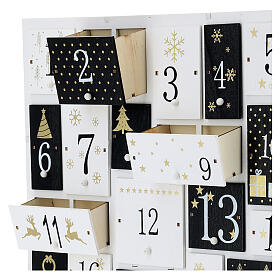 Calendario Avvento legno bianco nero 32x32 cm