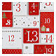 Calendário do Advento de madeira branco e vermelho 32x32x5 cm s3