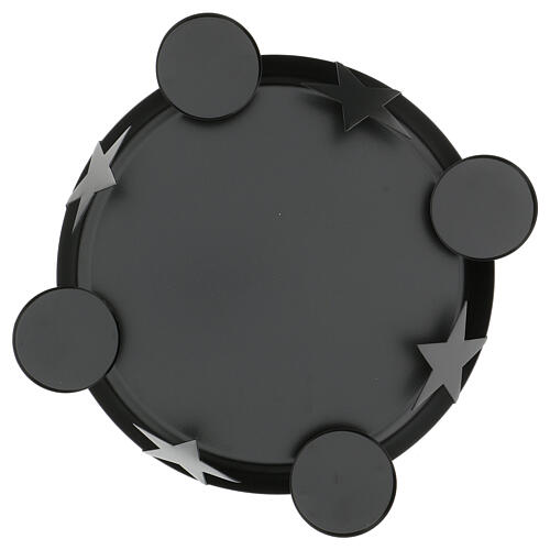 Coroa do Advento porta-vela de metal preto com estrelas, 15x44x44 cm 1