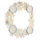 Advent wreath with stars and candle holders, white and gold metal, for candles of 7.5 cm max s3