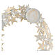 Coroa do Advento porta-vela de metal branco e dourado com estrelas, 7x40x40 cm s2