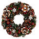 Advent wreath with pinecones, red berries and snow effect, 34 cm s1