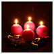 Kit couronne de l'Avent complet avec bougies 10 cm fleurs rouges s2