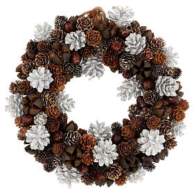 Advent wreath with pinecones and chestnuts 30 cm