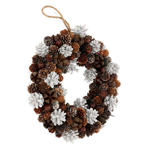 Advent wreath with pinecones and chestnuts 30 cm 3