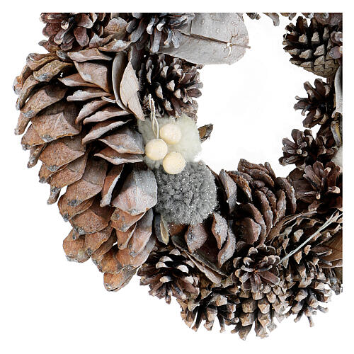 Advent wreath with pinecones and pom-poms 30 cm 4