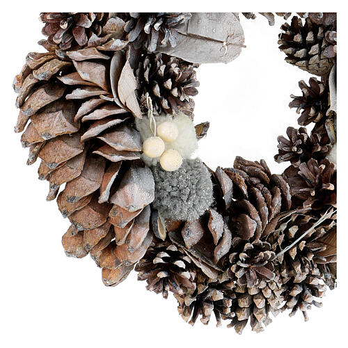 Corona de Adviento piñas y pompones 30 cm 5