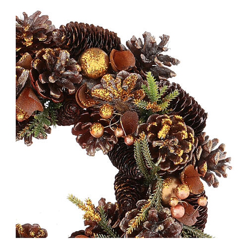 Advent wreath with golden glitter and pinecones 30 cm 2