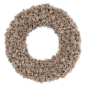 Wreath of champagne-coloured dried flowers 25 cm