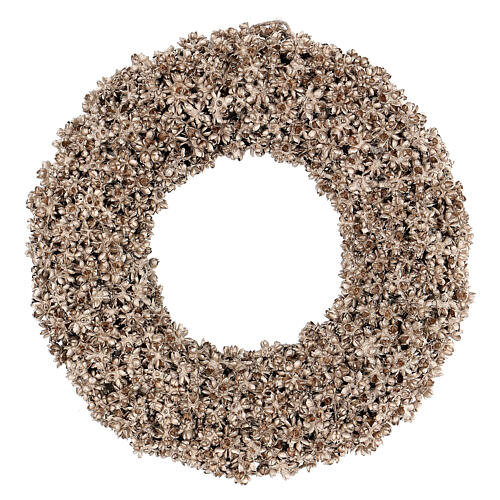 Wreath of champagne-coloured dried flowers 25 cm 1