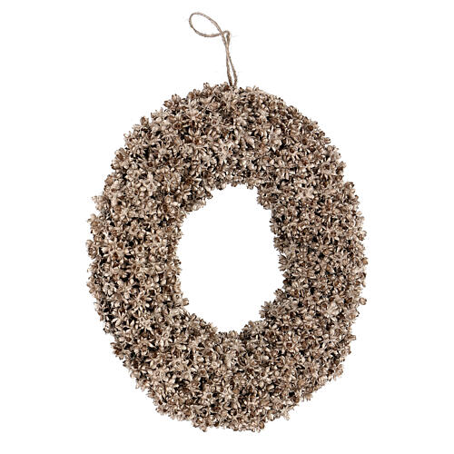 Wreath of champagne-coloured dried flowers 25 cm 3