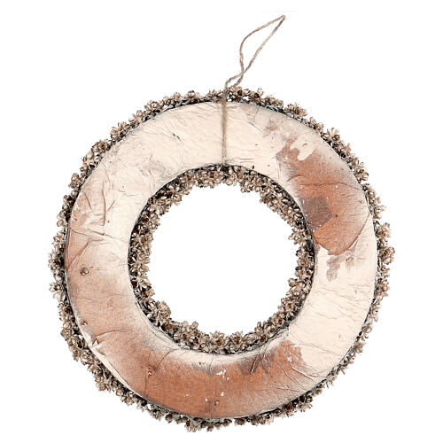 Wreath of champagne-coloured dried flowers 25 cm 6