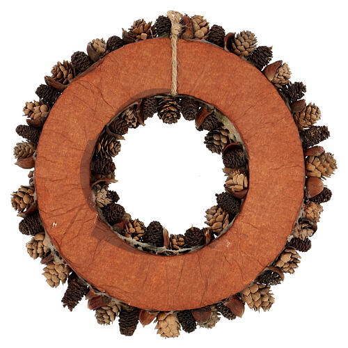 Couronne Avent 30 cm pommes de pin et feuilles 6