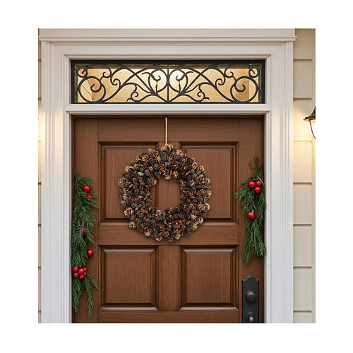 Grinalda de Natal coroa do Advento com pinhas e folhas secas 30 cm 2