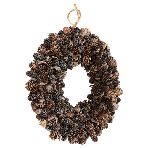 Advent wreath 30 cm pine cones and dry leaves 3