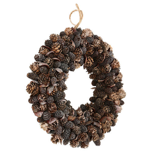 Advent wreath 30 cm pine cones and dry leaves 4