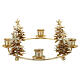 Golden glittery Advent wreath with candle holders 24 cm s1