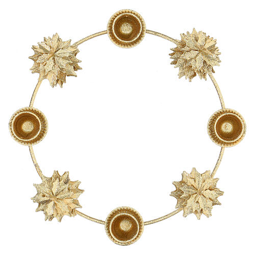 Coroa do Advento metal dourado glitter porta-velas 24 cm 5