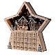 Wooden Advent calendar, star-shaped, with lights and music box, 40x40x10 cm s4