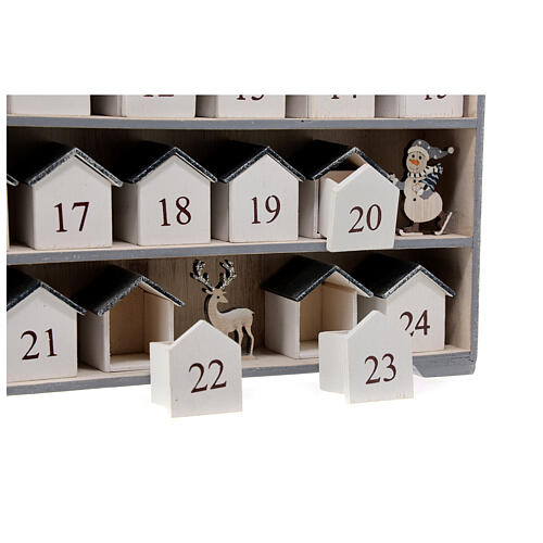 Calendario Avvento slitta Babbo Natale legno grigio 30x40 cm 4