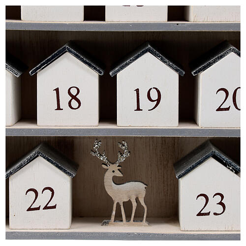 Calendario Avvento slitta Babbo Natale legno grigio 30x40 cm 9