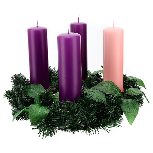 Advent wreath kit with matte liturgical candles 8x2.5 in 1