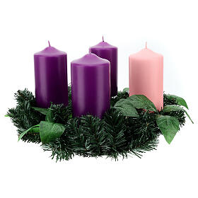 Adventskranz-Set komplett in grün mit Kerzen, 15x8 cm