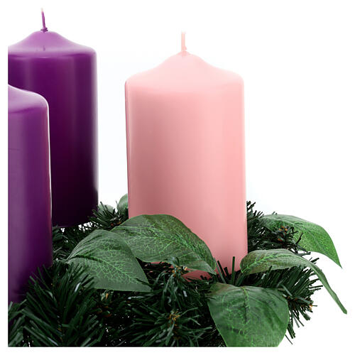 Adventskranz-Set komplett in grün mit Kerzen, 15x8 cm 5