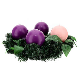 Advent wreath kit with matte round candles 4 in