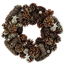Christmas wreath with pinecones and golden balls 12 in