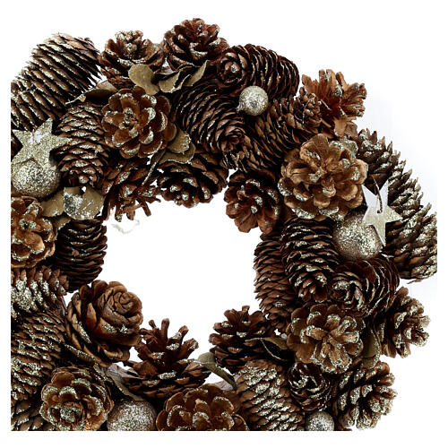 Christmas wreath with pinecones and golden balls 12 in 2