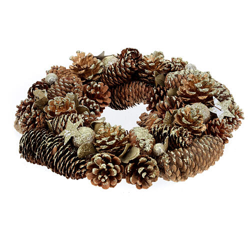 Christmas wreath with pinecones and golden balls 12 in 3