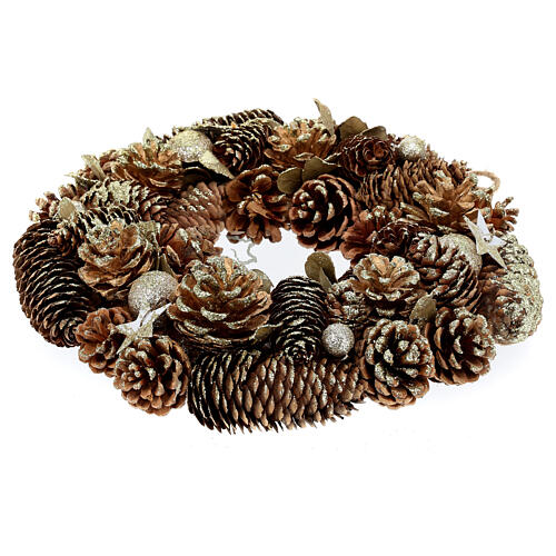 Christmas wreath with pinecones and golden balls 12 in 4