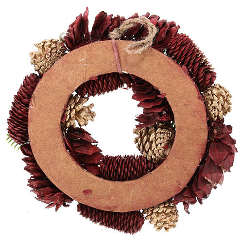 Christmas wreath with red pinecones and balls 12 in 5