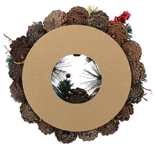 Advent wreath pine cones bells with candle spikes 30 cm 5