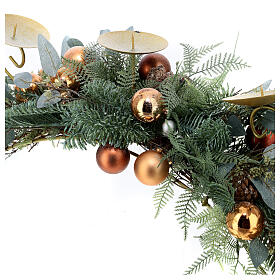 Portacandele sfere colorate pigne foglie 70 cm
