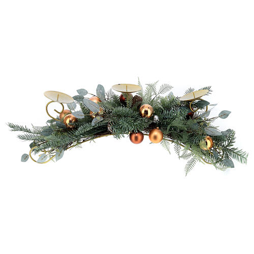 Christmas candle holder colored spheres pine cones leaves 70 cm 1