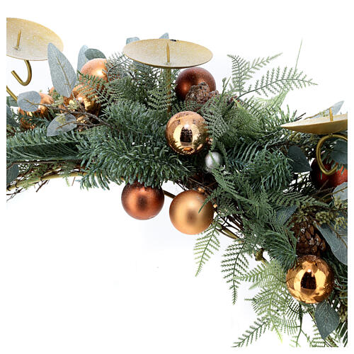 Christmas candle holder colored spheres pine cones leaves 70 cm 2