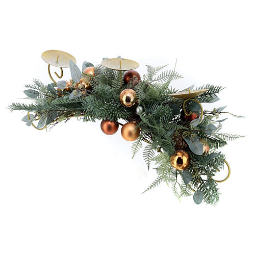 Christmas candle holder colored spheres pine cones leaves 70 cm 3