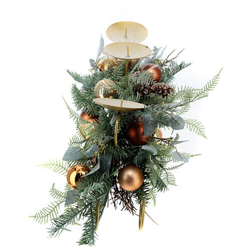 Christmas candle holder colored spheres pine cones leaves 70 cm 4